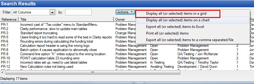 Item List - Actions - Grid