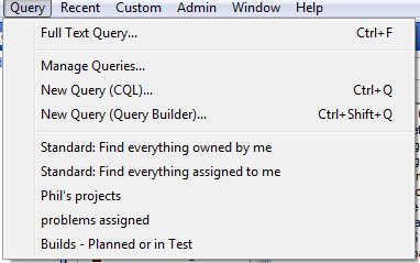 Menu-Query-existing query