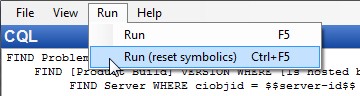 Symbolics - run menu reset symbolics